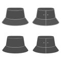 Set of black and white silhouettes with a panama hat. Isolated vector objects.