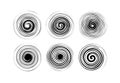 Set of black and white spiral element, twisted swirl silhouette