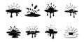 Set of Black and White Splash and Drip Vector Illustrations Royalty Free Stock Photo