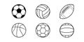 A set of black and white sports balls Royalty Free Stock Photo