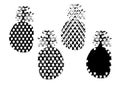 Set of black and white stylized silhouettes of pineapple fruits Royalty Free Stock Photo