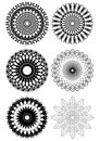 A set of black white symmetric geometric lace circles