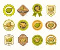 Set of black and white vector badges, stickers, high quality signs, with durian fruit