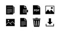 Set of Black and White Vector Icons: Documents, Files, and Digital Concepts Royalty Free Stock Photo