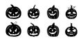 Set of black and white Vector Jack Pumpkins