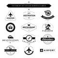 Set of black & white vintage badges and labels