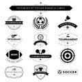 Set of black & white vintage badges and labels