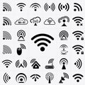 Set of black wireless and wifi icons