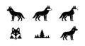 Set of Black Wolf Icons and Graphics Royalty Free Stock Photo
