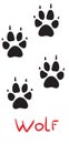 Set of black wolf tracks, icon, isolated object on a white background, vector illustration,