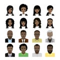 Set of Black Women and man avatar Royalty Free Stock Photo