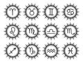 Set of black zodiac signs on a white background. Vector icons Royalty Free Stock Photo