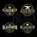 set of blacksmith anvil logo vintage vector logo illustration template icon graphic design.bundle collection of various workshop Royalty Free Stock Photo