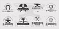 set of blacksmith anvil logo vintage vector template icon graphic design