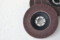 A set of blade discs for angle grinders with copy space Royalty Free Stock Photo