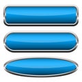 Set of blue glossy buttons. Vector illustration Royalty Free Stock Photo