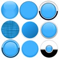 Set of blank blue round buttons Royalty Free Stock Photo