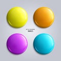 Set of blank, colorful glossy badges or web buttons.