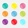 Set of blank colorful round label buttons tag sticker for website Scribble effect Isolated Flat design Royalty Free Stock Photo