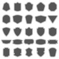 Set of blank empty dark shields. Shield badge shapes. Vintage frames for emblems, labels, insignia