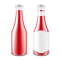 Set of Blank Glass Tomato Ketchup Bottle Isolated