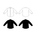 Set of blank long sleeve shirt design template hand drawn vector illustration. Front and back shirt sides. White and black shirt. Royalty Free Stock Photo