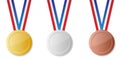 Set of blank medals with  ribbon, vector illustration Royalty Free Stock Photo