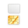 Set of blank nano sim card for phone with golden glossy chip from both sides on white Royalty Free Stock Photo