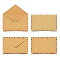 Set of blank old retro vector envelopes on white