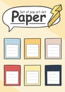 Set of blank paper notepad sheet in pop art style