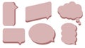 set of blank pink speech bubble, conversation box, chatbox, speaking box, thinking balloon, message box, cloud bubble