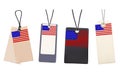 Set of Blank price tags with flag of USA. Royalty Free Stock Photo