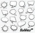 Set of blank template in Pop Art style. Vector Comic Text Speech Bubble Halftone Dot Background. Royalty Free Stock Photo