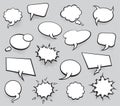 Set of blank template in Pop Art style Vector Comic Text Speech Bubble Halftone Dot Background. Empty Cloud of Comics book dialog Royalty Free Stock Photo