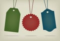 Set of blank textured hanging pricing tags Royalty Free Stock Photo