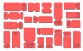 Set blank ticket template. Color red . Concert tickets, lottery coupons. Vector coupon. Royalty Free Stock Photo