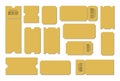 Set blank ticket template. Yellow color. Concert tickets, lottery coupons. Golden ticket Royalty Free Stock Photo