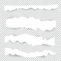 Set of blank Torn paper sheets. Vector note pieces collection with sticky tape. Royalty Free Stock Photo