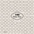 Set of 100 blank vintage frame ( badges and labels) Royalty Free Stock Photo