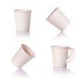 Set blank white paper cup for coffee or hot drink. Studio shot i Royalty Free Stock Photo