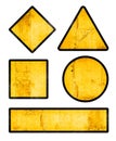 Set of Blank Yellow Road Signs with Grunge Texture Royalty Free Stock Photo