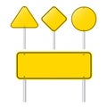 Set of Blank Yellow Sign - Empty Yellow Symbol isolated set Royalty Free Stock Photo