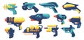 Set Blaster Kid Toy Guns, Handguns or Rayguns Weapon. Pistols for Game, Alien Space Arms or Child Laser Weapon Royalty Free Stock Photo