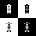 Set Blender icon isolated on black and white background. Kitchen electric stationary blender with bowl. Cooking Royalty Free Stock Photo