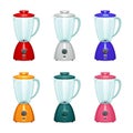 A set of blenders of different colors