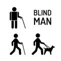 Set blind man and seeing eye dog