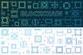 Set of 2 Block Chain Technology vector colored line banners Royalty Free Stock Photo