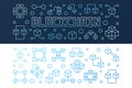 Set of Blockchain crypto bright vector outline banners Royalty Free Stock Photo