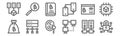 Set of 12 blockchain icons. outline thin line icons such as lock, peer to peer, server, cit card, book, bitcoin