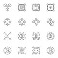 Set of Blockchain linear icons - vector Block Chain symbols